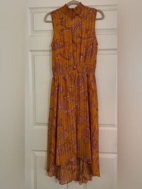 Women's Mustard Paisley Sleeveless Maxi Dress